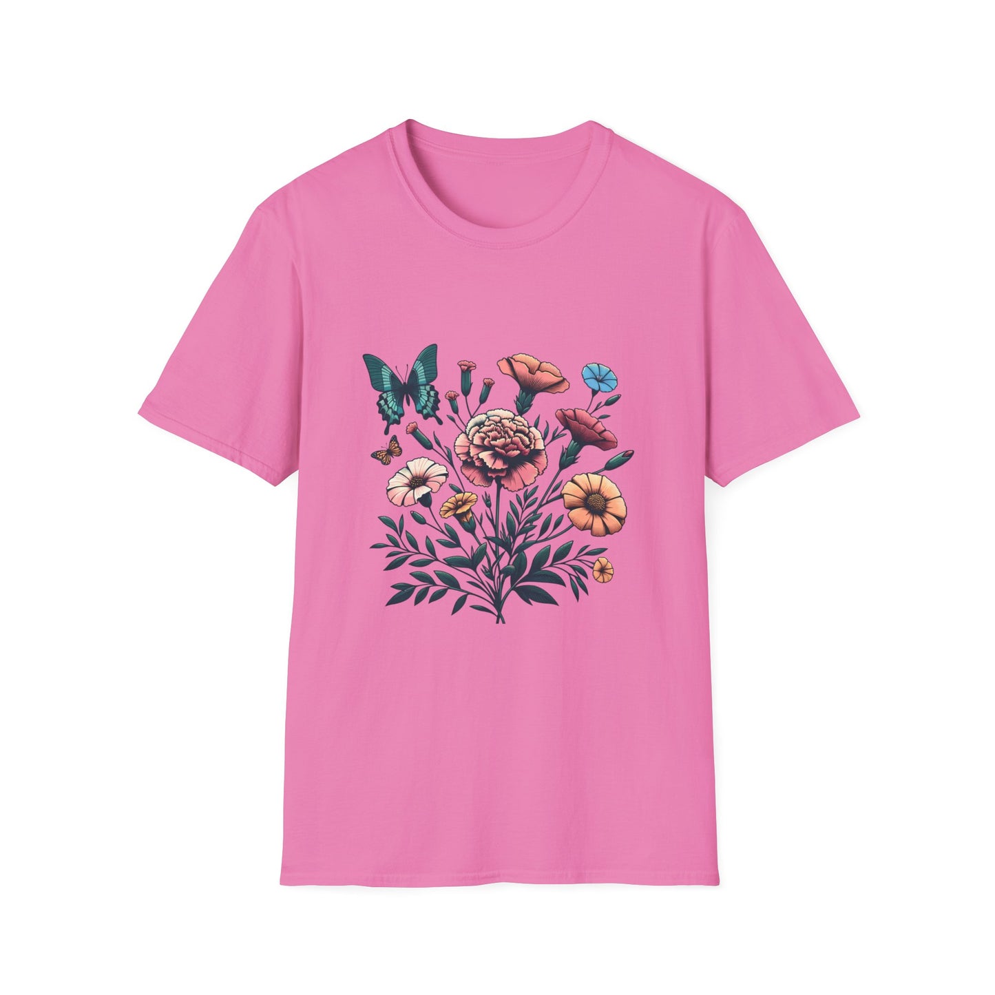 Floral Butterfly Unisex T-Shirt – Nature-Inspired Apparel for Relaxed Days