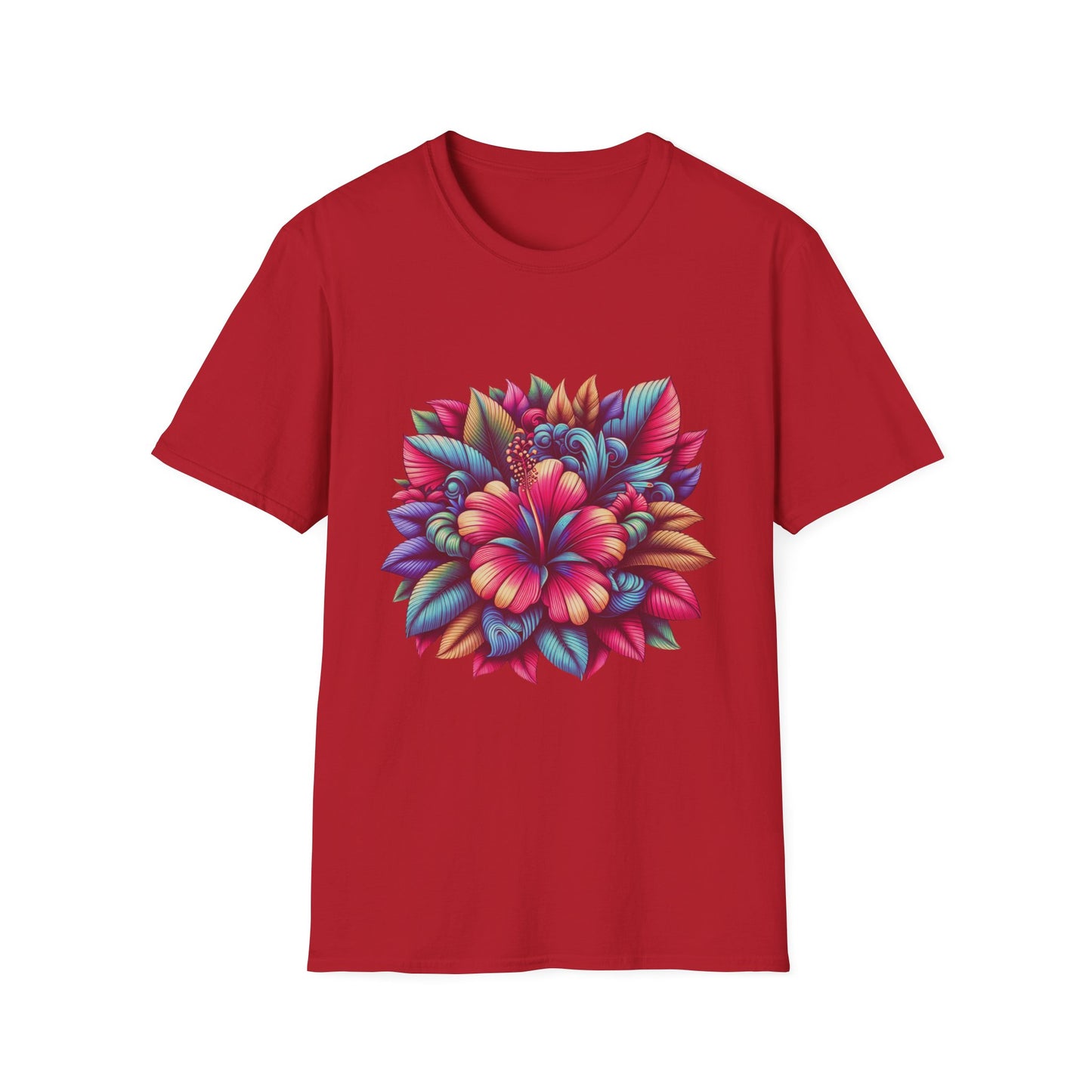 Vibrant Floral Unisex Softstyle T-Shirt - Bright Botanical Art Tee