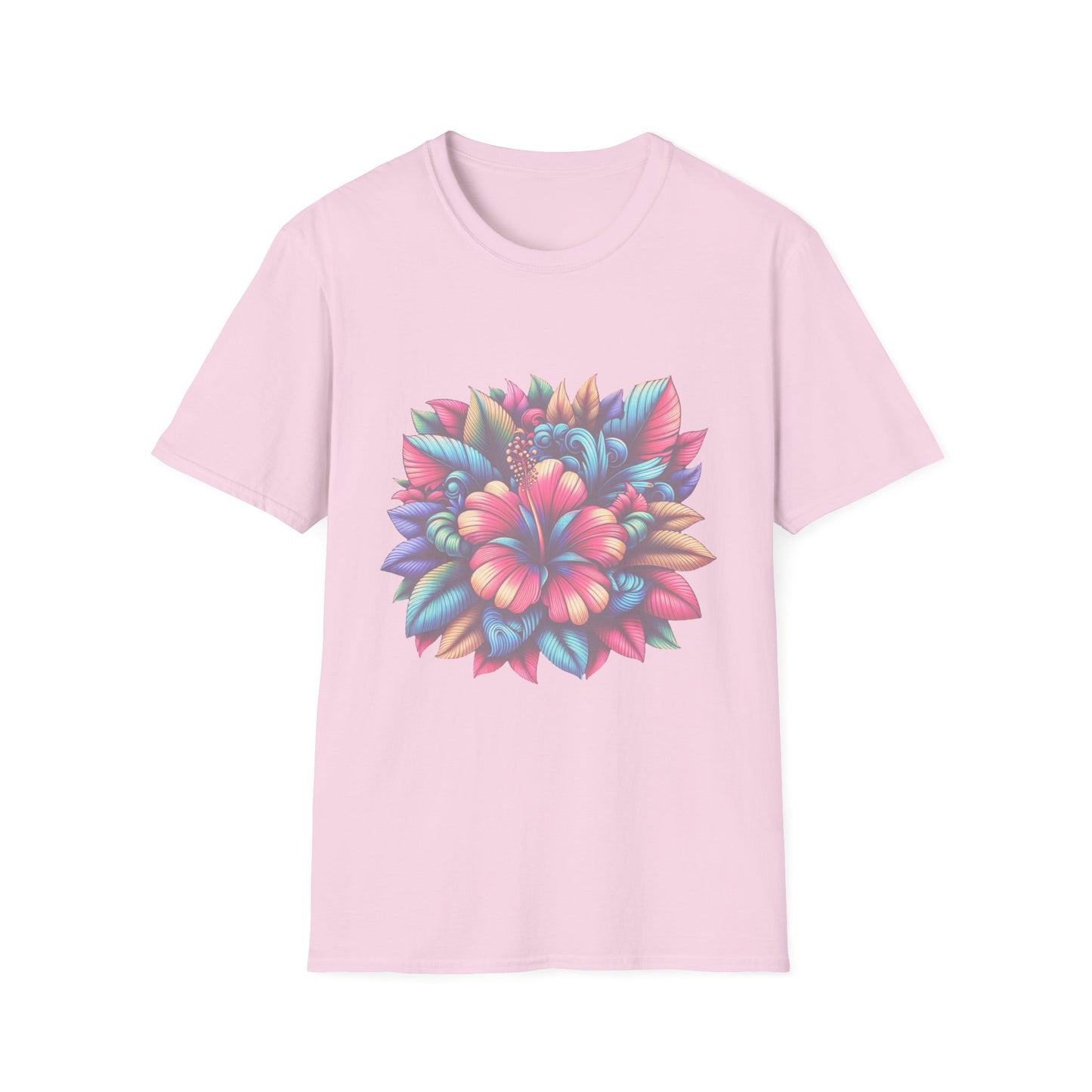 Vibrant Floral Unisex Softstyle T-Shirt - Bright Botanical Art Tee