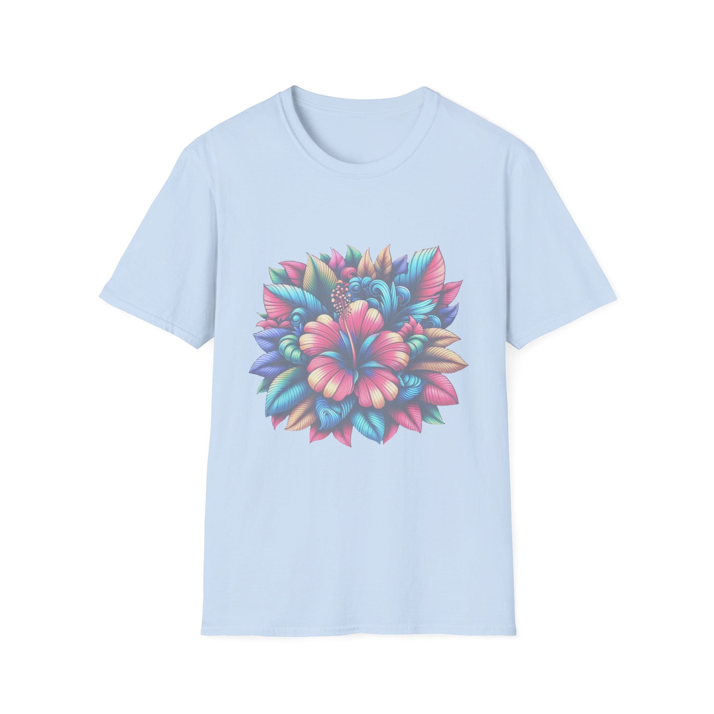 Vibrant Floral Unisex Softstyle T-Shirt - Bright Botanical Art Tee