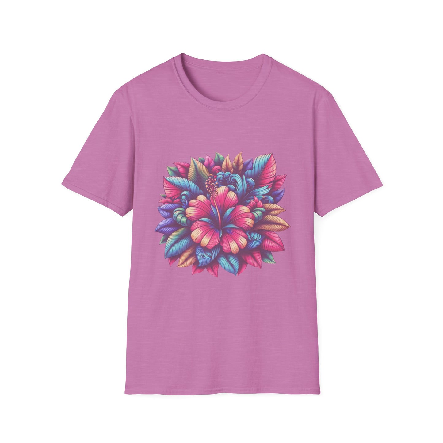 Vibrant Floral Unisex Softstyle T-Shirt - Bright Botanical Art Tee