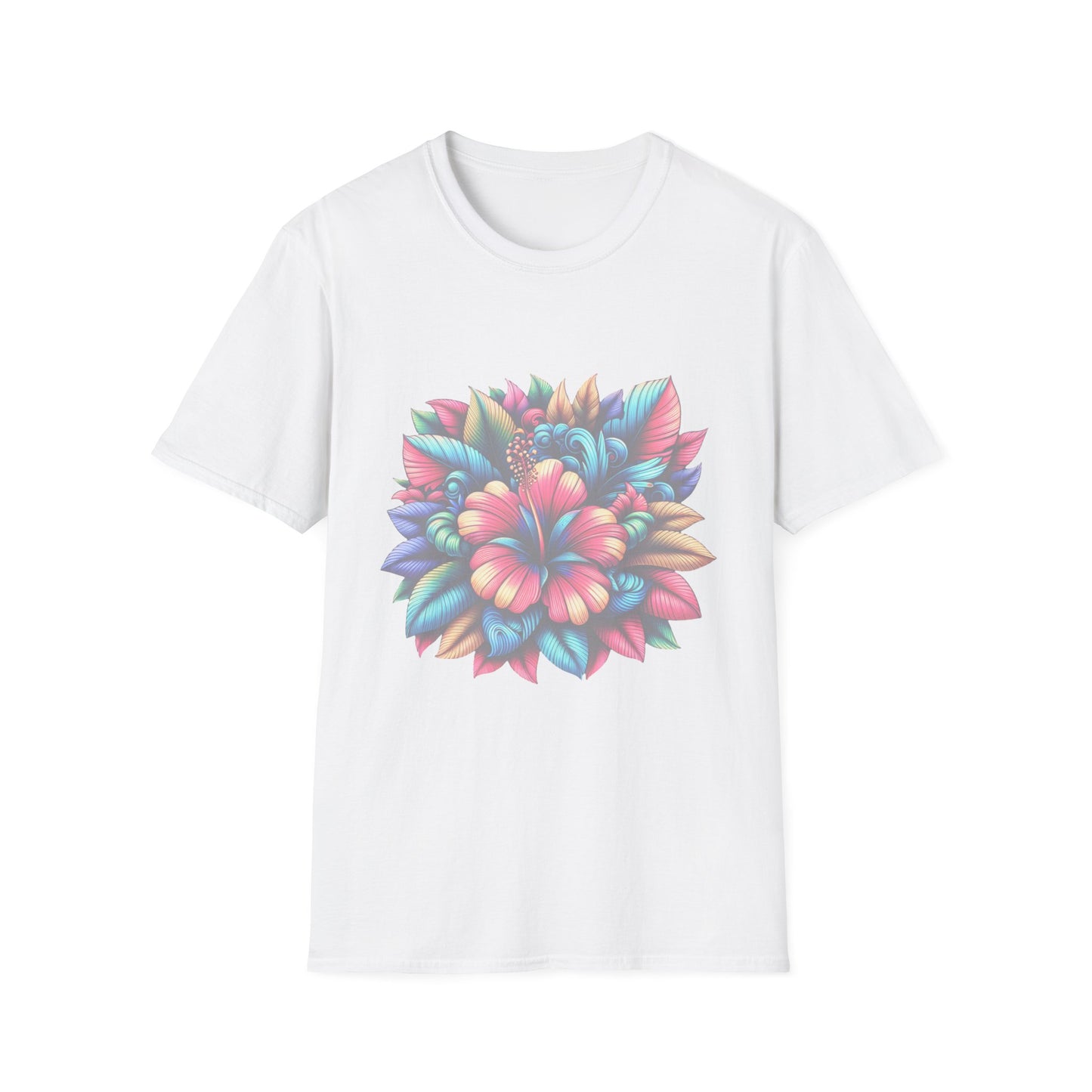 Vibrant Floral Unisex Softstyle T-Shirt - Bright Botanical Art Tee