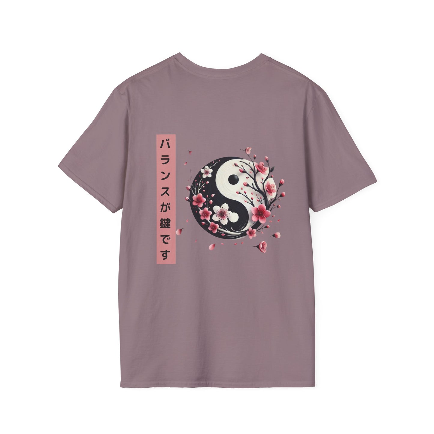 Yin Yang Floral Unisex Softstyle T-Shirt - Balance & Harmony Design