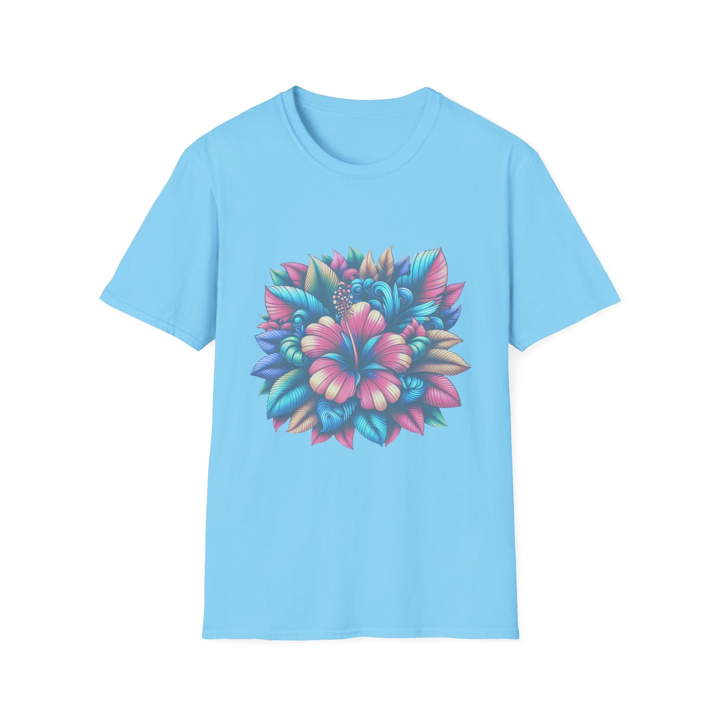 Vibrant Floral Unisex Softstyle T-Shirt - Bright Botanical Art Tee