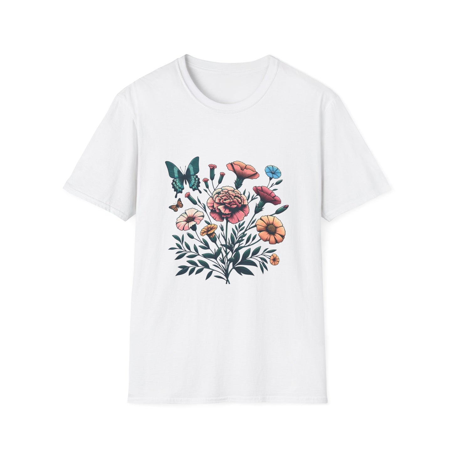 Floral Butterfly Unisex T-Shirt – Nature-Inspired Apparel for Relaxed Days