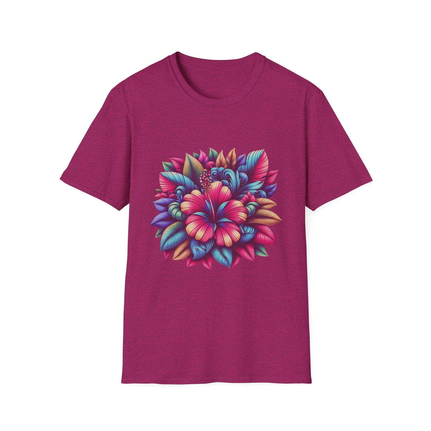 Vibrant Floral Unisex Softstyle T-Shirt - Bright Botanical Art Tee