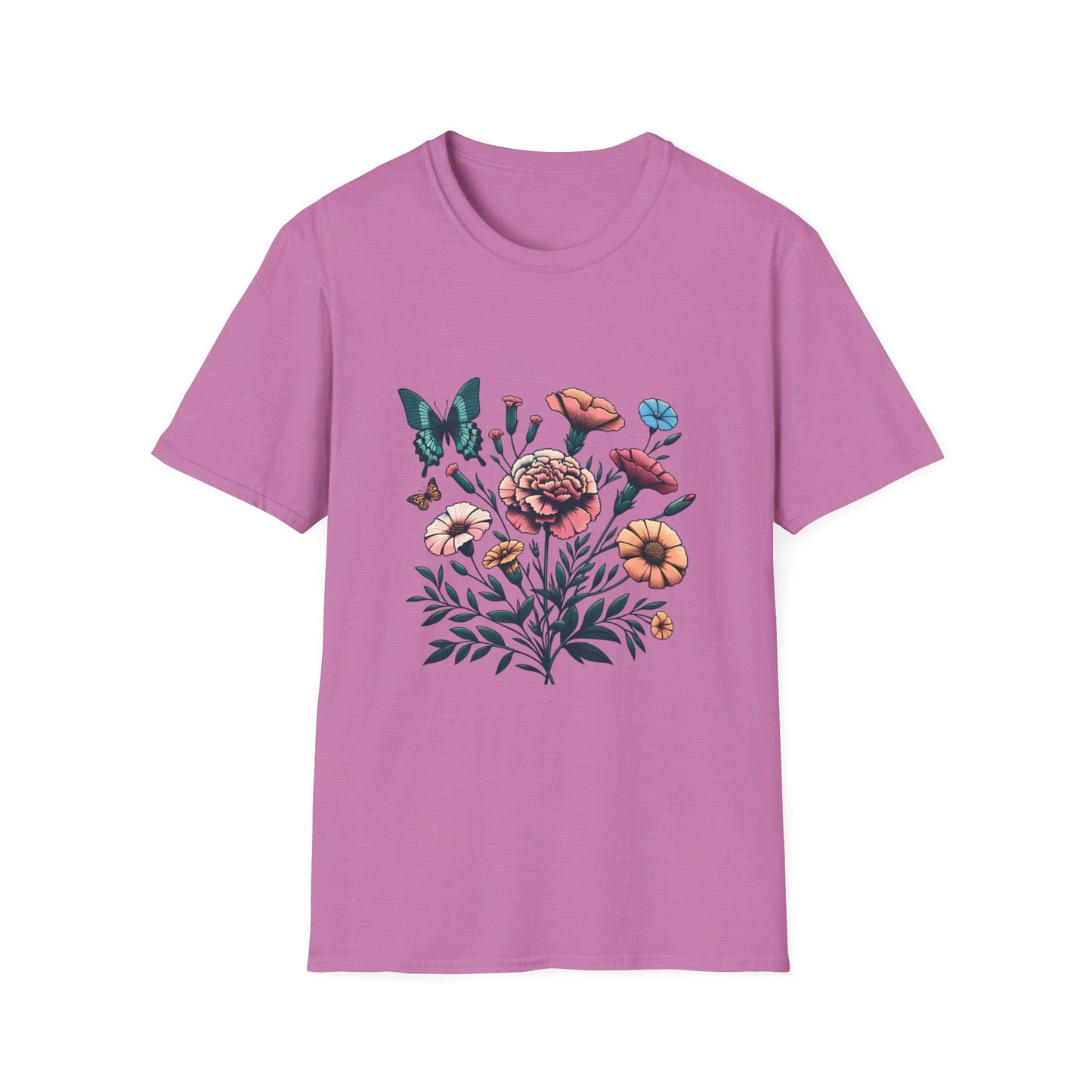 Floral Butterfly Unisex T-Shirt – Nature-Inspired Apparel for Relaxed Days