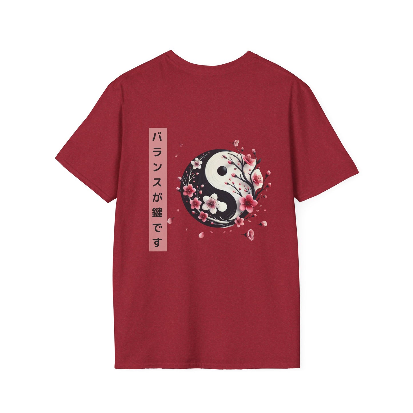 Yin Yang Floral Unisex Softstyle T-Shirt - Balance & Harmony Design