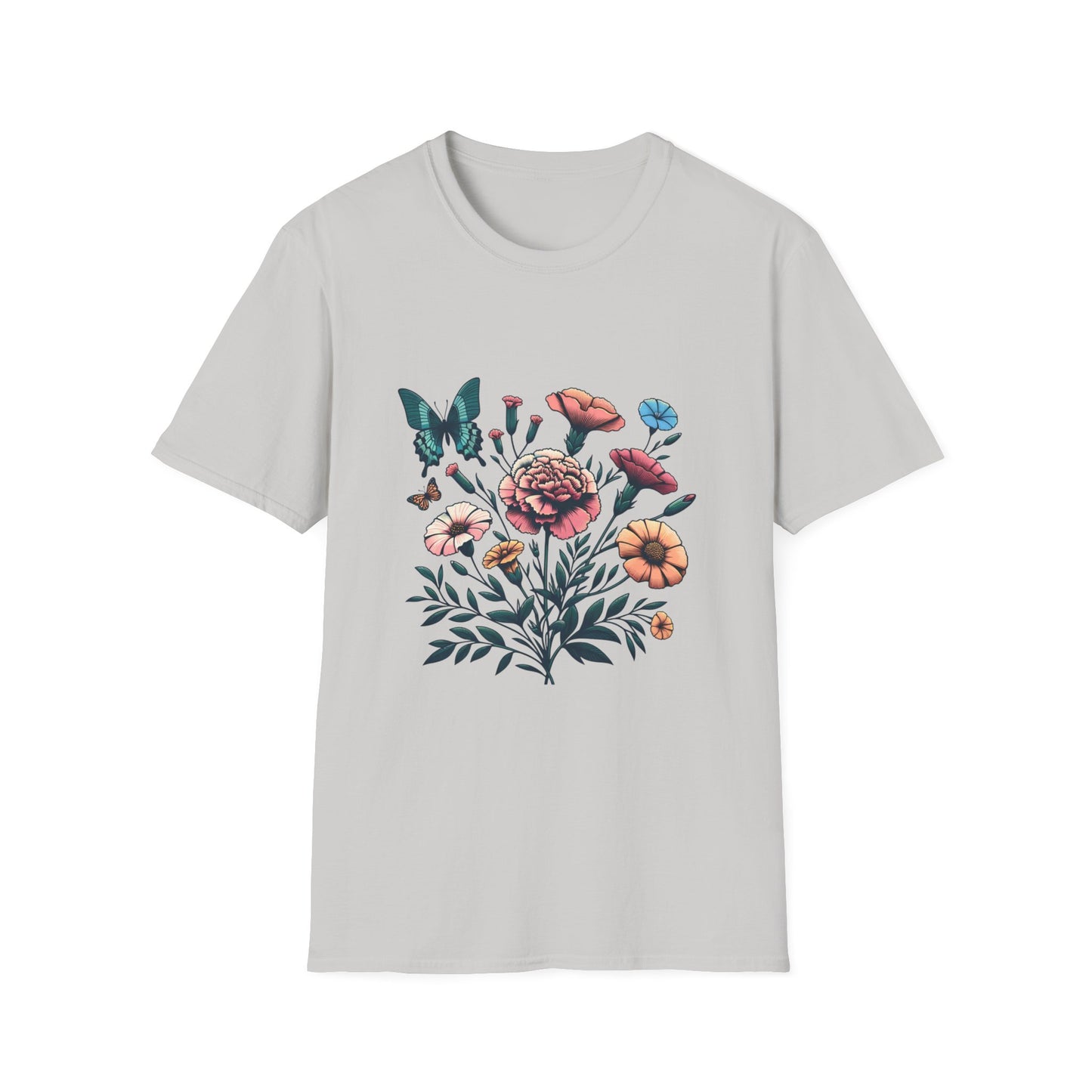 Floral Butterfly Unisex T-Shirt – Nature-Inspired Apparel for Relaxed Days