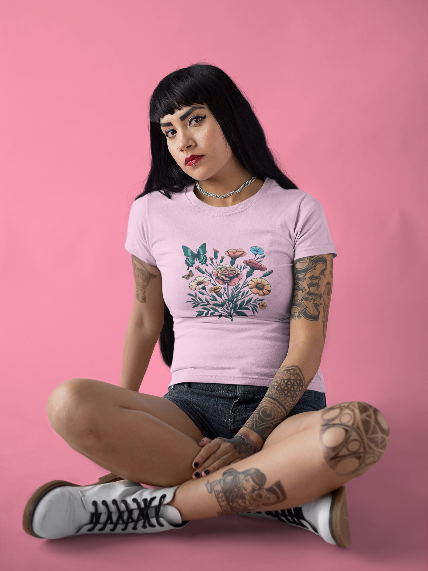 Floral Butterfly Unisex T-Shirt – Nature-Inspired Apparel for Relaxed Days